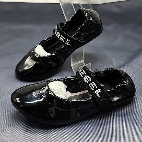 DIESEL BLACK PATENT LEATHER MARY JANE BALLET BABY FLATS BABY NEW WNB SIZE 6 - Picture 1 of 15